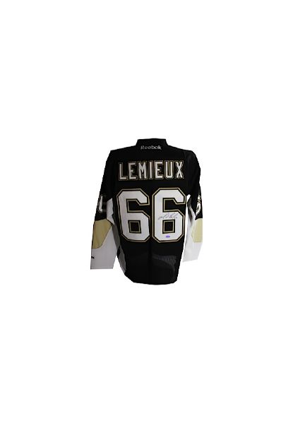 Mario Lemieux Signed Black Current Penguins Replica Jersey (Steiner COA)